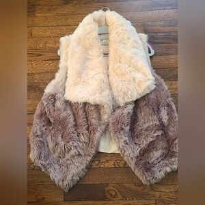 Women s Faux Fur Vest - Cream and Brown